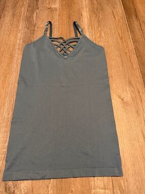 Zenana Outfitters Slate Blue Crisscross V-Neck Cami